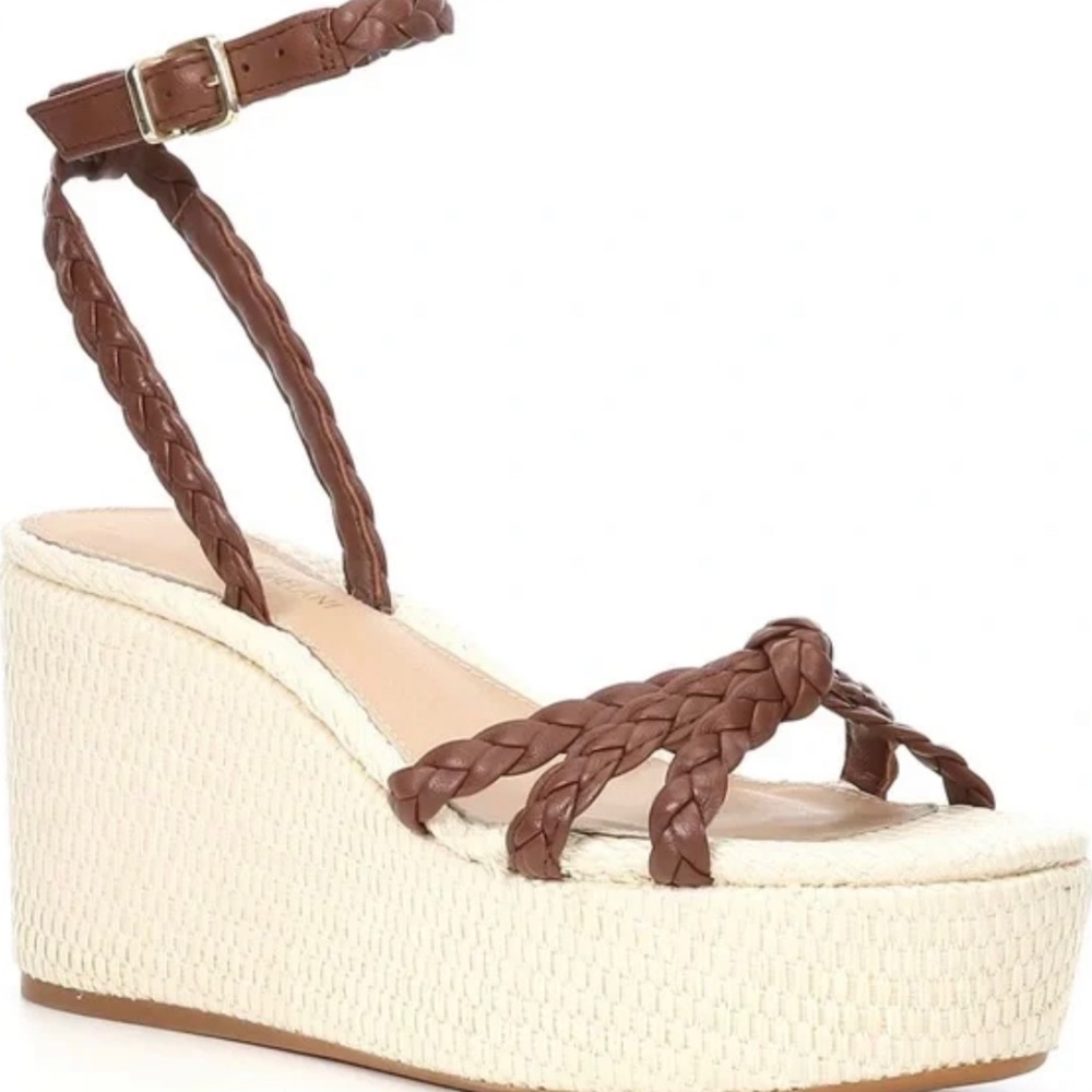 NWT Antonio Melani Sandal Lorinna Leather Braided Platform Wedge Size 9